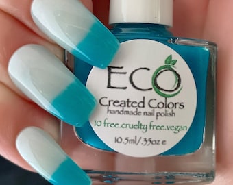 Pacific Sky - Turquoise to Colorless Thermal  Changing Nail Polish, Blue Color Changing Polish