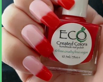 Cherry Bomb - Red to Colorless Thermal Changing Nail Polish, Red Color Changing Polish, Pink Nails