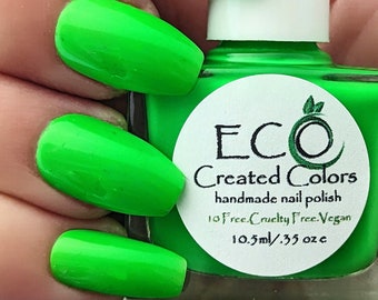 I-Rush Green: Neon Green Nail Polish, Vegan, Cruelty-Free, Handmade