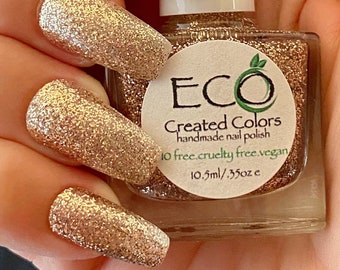 Gold Glitter Nail Polish - Handmade, Vegan 10-Free Formula