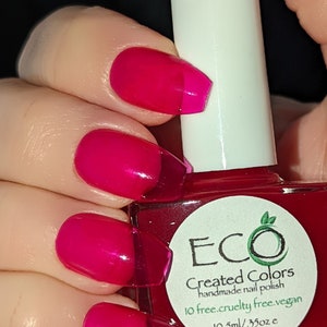 Strawberry Jelly Sheer Red-Pink Jelly Nail Polish: Vegan 10-Free Formula