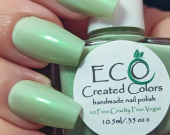 BREATH OF SPRING - Green Nail Polish, Pastel Nail Polish, Spring Summer Nails, Shimmer Glow Polish