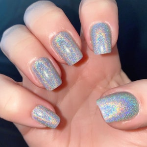 Out of this World - Silver Holographic Nail Polish, Silver Glitter Nails, Nail Lacquer,