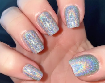 Out of this World, Holographic Silver Nail Polish: Iridescent Glitter Lacquer