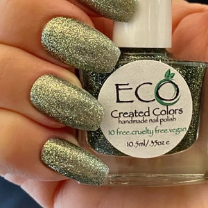 GREEN for the HOLIDAYS - Green Glitter Nail Polish, Shimmering Green Polish, Holiday Nails