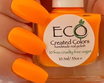Dang! Its Electric! Neon Orange Nail Polish: Handmade 10-Free Vegan Summer Polish