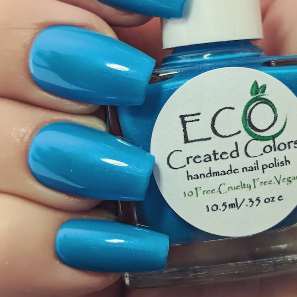 OCEAN BREEZE - Blue Nail Polish, Shimmer Blue Nail Polish, Spring Summer Nails