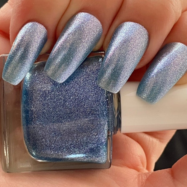 Blue Romance: Blue Shimmer Nail Polish, Spring Nails, Soft Baby Blue Nail Polish