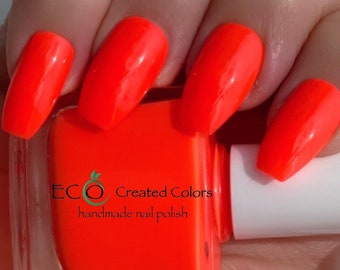 Sunset Neon Orange Nail Polish: Handmade, Vegan, Cruelty-Free