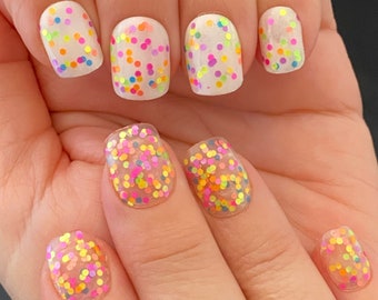 Spring Bling- Neon Glitter Nail Polish, Confetti Nails, Pink Orange Blue Yellow Polish