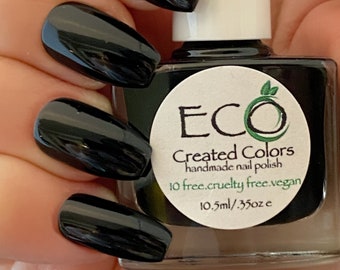 Total Eclipse Black Nail Polish: Vegan, Cruelty-Free, 10-Free Lacquer