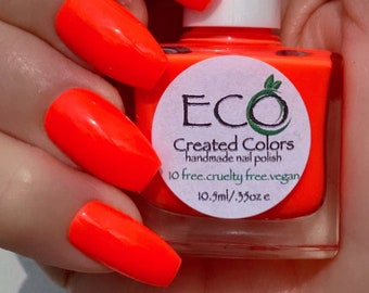 Sunset Orange Neon Nail Polish: Handmade, Vegan, Cruelty-Free