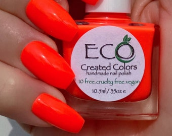 Sunset : Orange Neon Nail Polish, Summer Nail Polish, Fluorescent Nails