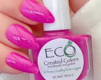 Pink Glitter Nail Polish, Nail Lacquer, 10 Free Nail Polish, Vegan Nail Polish. Cruelty Free: Funtastic