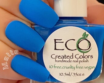 Matte Blue Nails Etsy