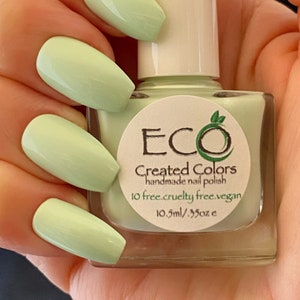Minty Pastel Green Nail Polish: Vegan, Cruelty-Free, 10-Free