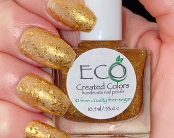 Gold Flake Nail Polish - "Gold Rush" Topper, 10 Free Vegan