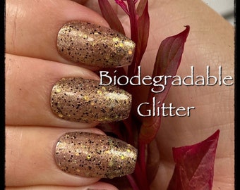 GODDESS Biodegradable Glitter : Gold Glitter Nail Polish, Black Orange Yellow Pink Speckle Polish