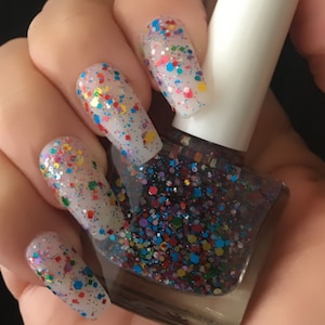 Party Flavor- Blue Red Yellow Green Glitter Nail Polish, Flackie Multi Color Polish