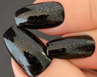 Black Glitter Nail Polish, Black Nails, Glitter Polish, Holiday Nails: Winter Nights