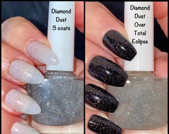 Diamond Dust - Silver Holographic Nail Polish, Glitter Polish, Holiday Nails