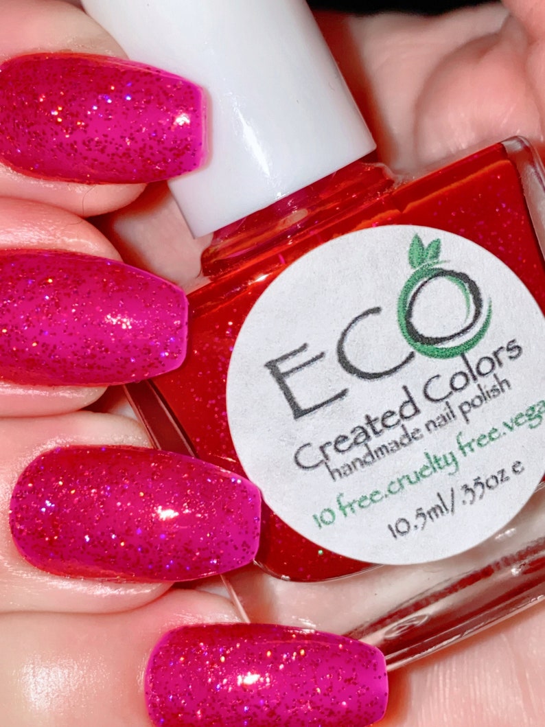 Razzle Dazzle Red/pink Glitter Nail Polish Nail Lacquer 10 Etsy