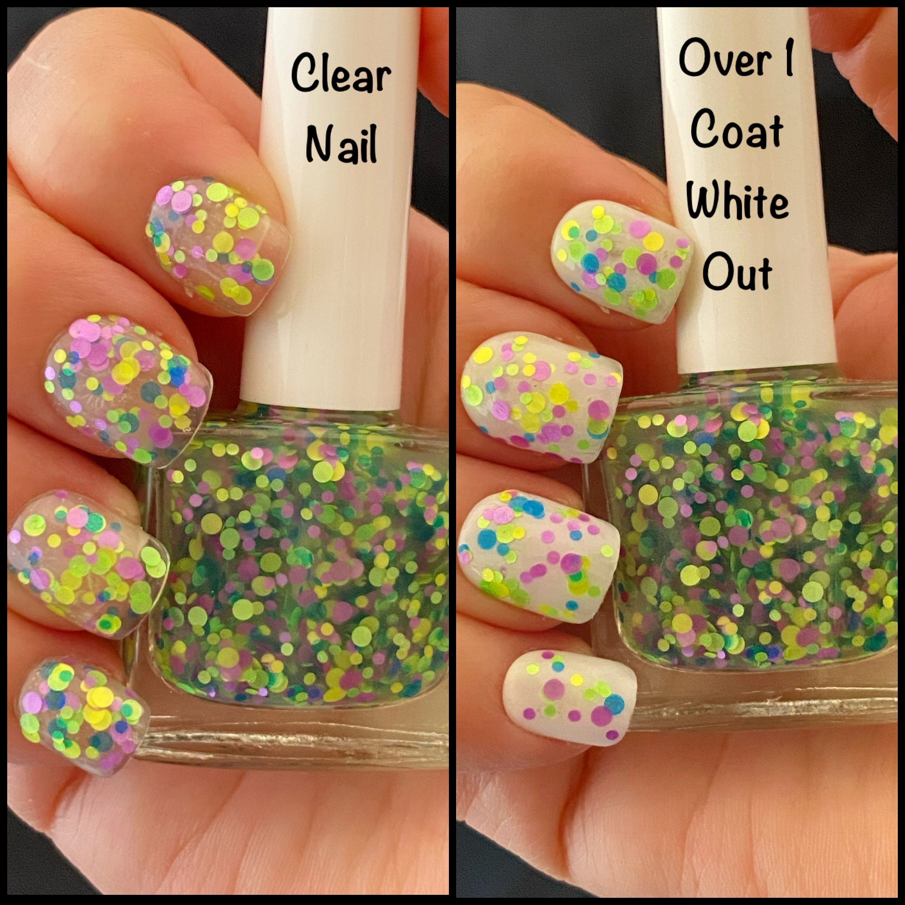 Green Purple Yellow Blue Glitter Nail Polish Neon Glitter - Etsy