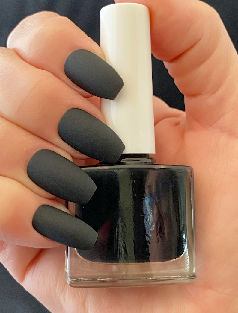 Matte Black Nail Polish Black Polish Matte Cream Nail Polish Etsy