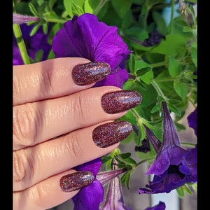 Cabernet Sparkle Red Glitter Nail Polish, Black Polish, Holographic