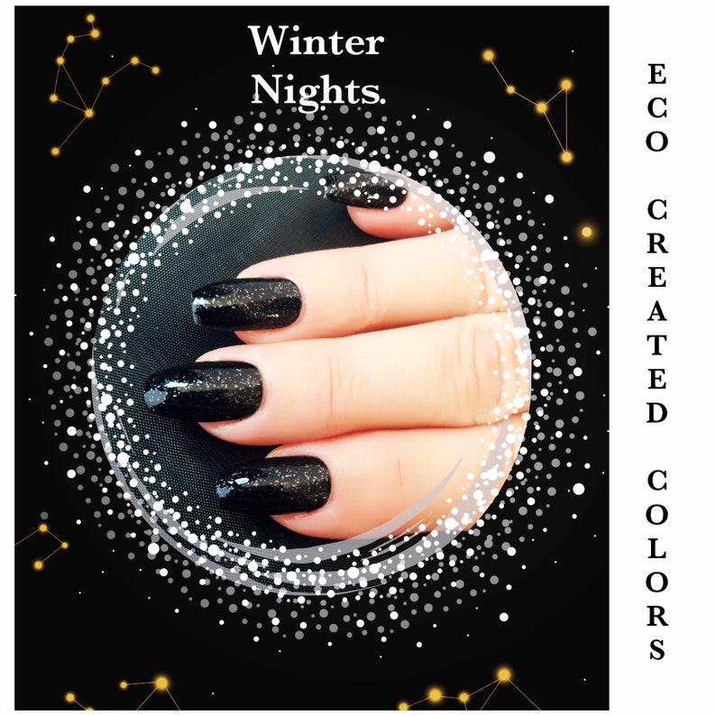 Black Glitter Nail Polish Glitter Nail Lacquer: Winter Nights | Etsy