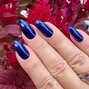 Sapphire Shimmering Blue Nail Polish, Dark Blue Polish, Holiday Nails image 3