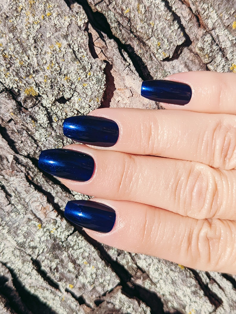 Sapphire Shimmering Blue Nail Polish, Dark Blue Polish, Holiday Nails image 5