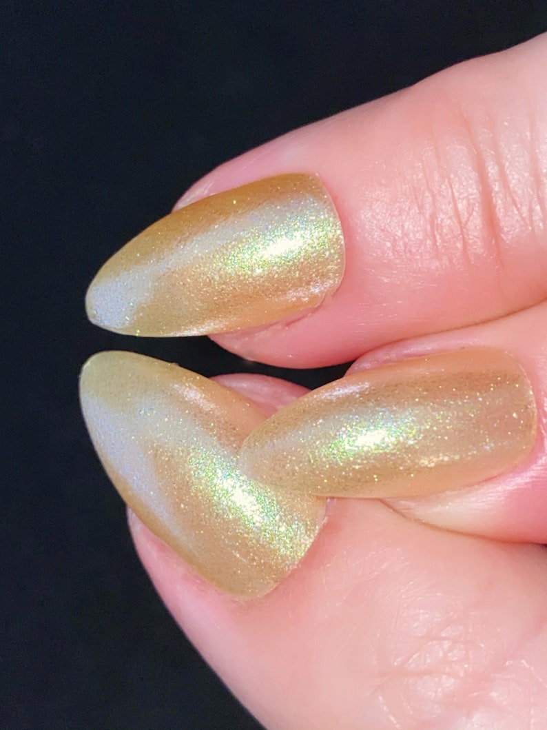 Gold Shimmer Nail Polish Gold Glitter Nail Lacquer Holiday Etsy