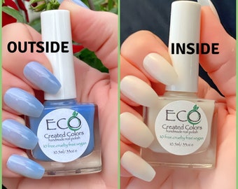 Photochromic Nail Polish, Cream to Blue, Color Changing Vegan Lacquer