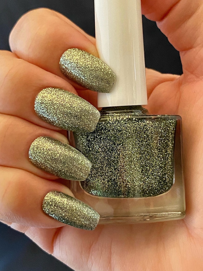 GREEN for the HOLIDAYS Green Glitter Nail Polish Shimmering Etsy
