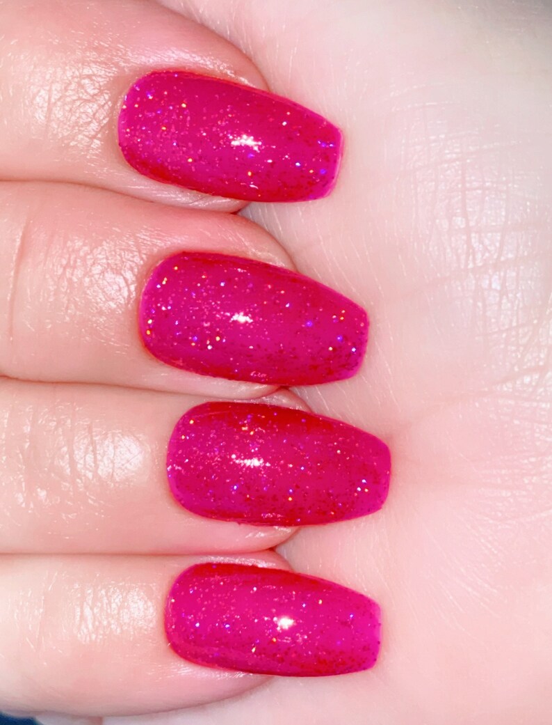 Razzle Dazzle Red/pink Glitter Nail Polish Nail Lacquer 10 Etsy