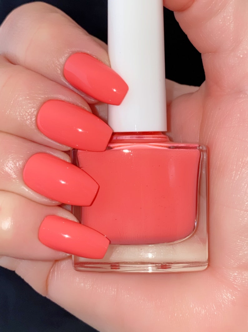 Coral/Orange/Pink Nail Polish, Vegan Nail Polish, Woodstock Collection, Fall Nails : Peach-NIK image 2