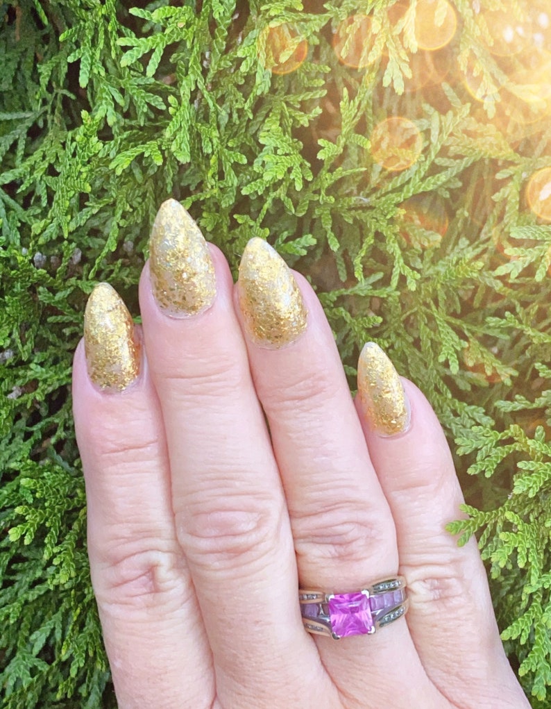 Gold Glitter Nail Polish Gold Flake Polish Gold Rush Etsy