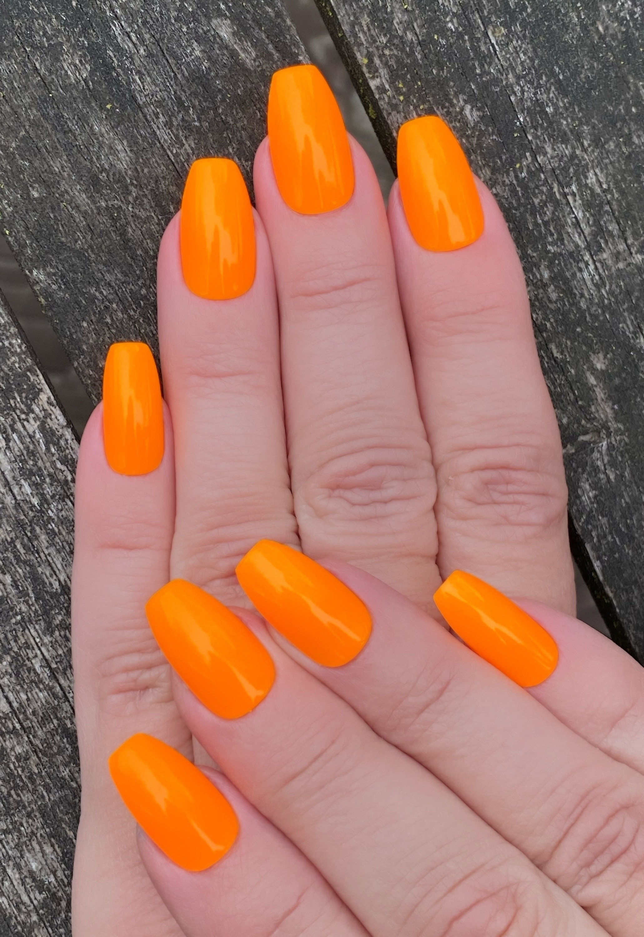 Neon Orange Yellow Nail Polish Neon Polish Summer Nails Etsy