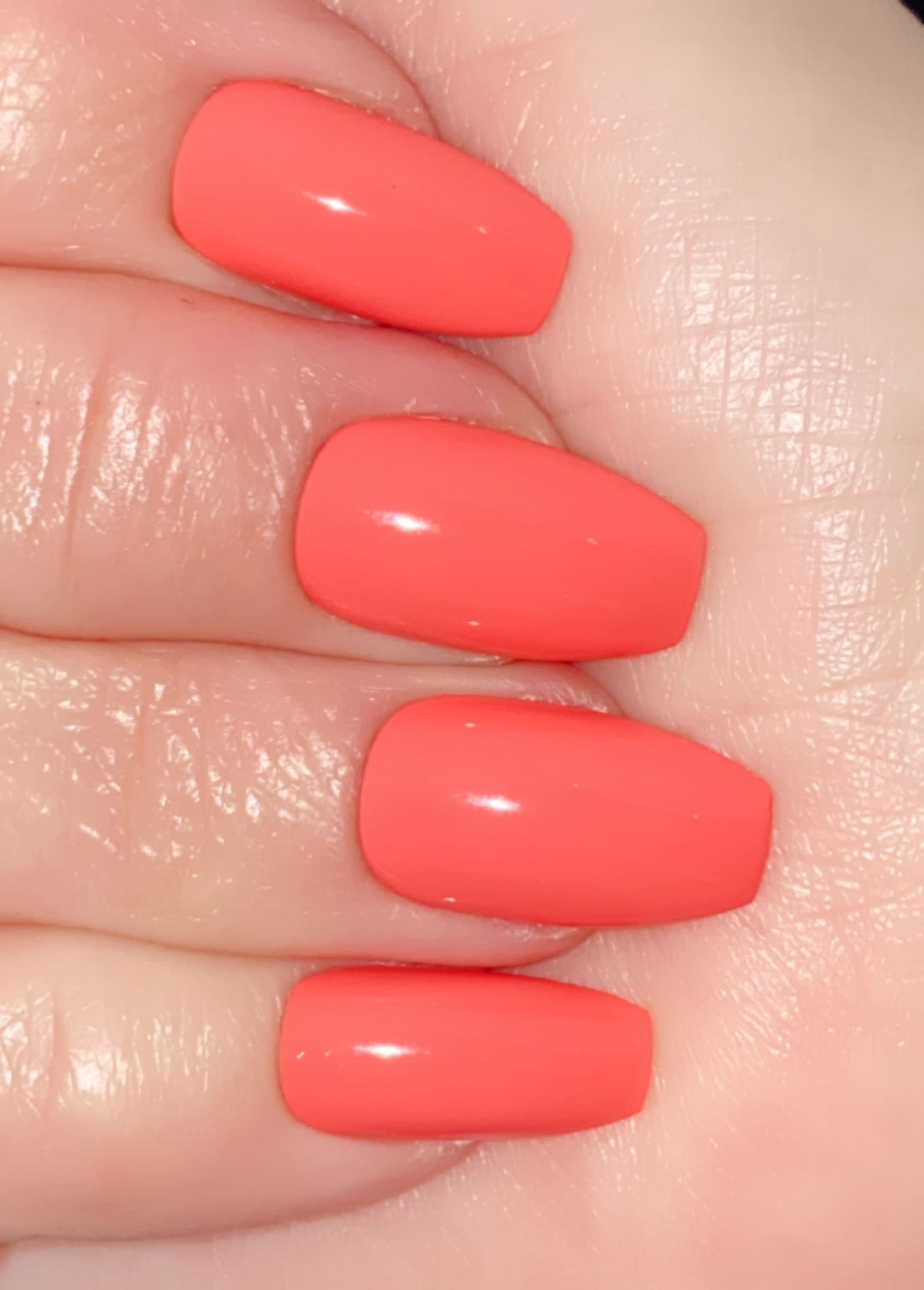 Neon coral nails | Neon coral nails, Coral nails, Spring break nails