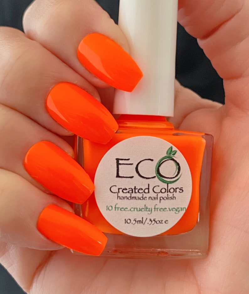 Orange Neon Nail Polish Nail Lacquer 10 Free Polish Etsy
