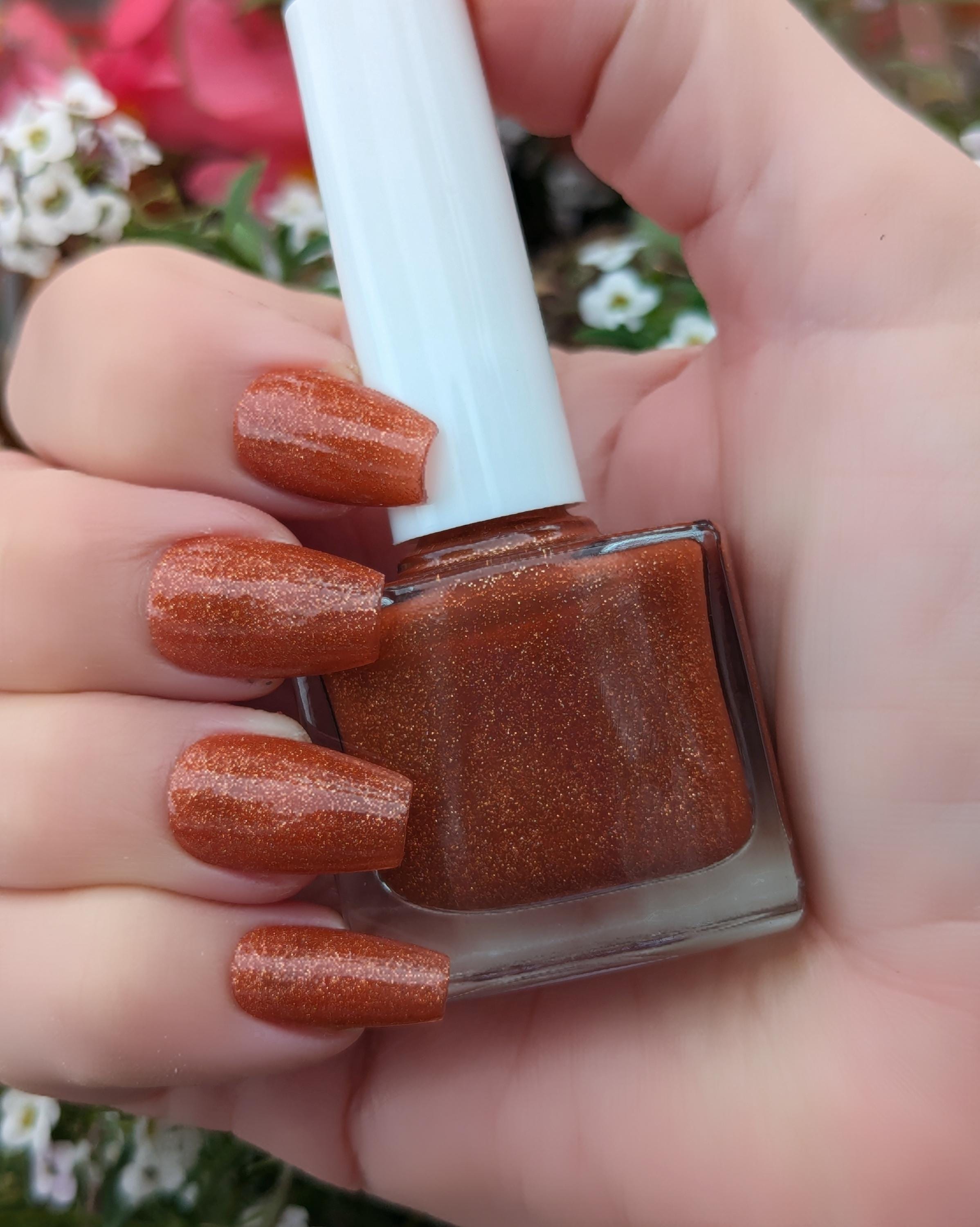 Ginger Frost - Burnt Orange Glitter Nail Polish, Holographic