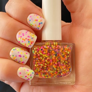 Neon Glitter Nail Polish, Confetti Nails, Pink Orange Blue Yellow Polish: Spring Bling - Etsy