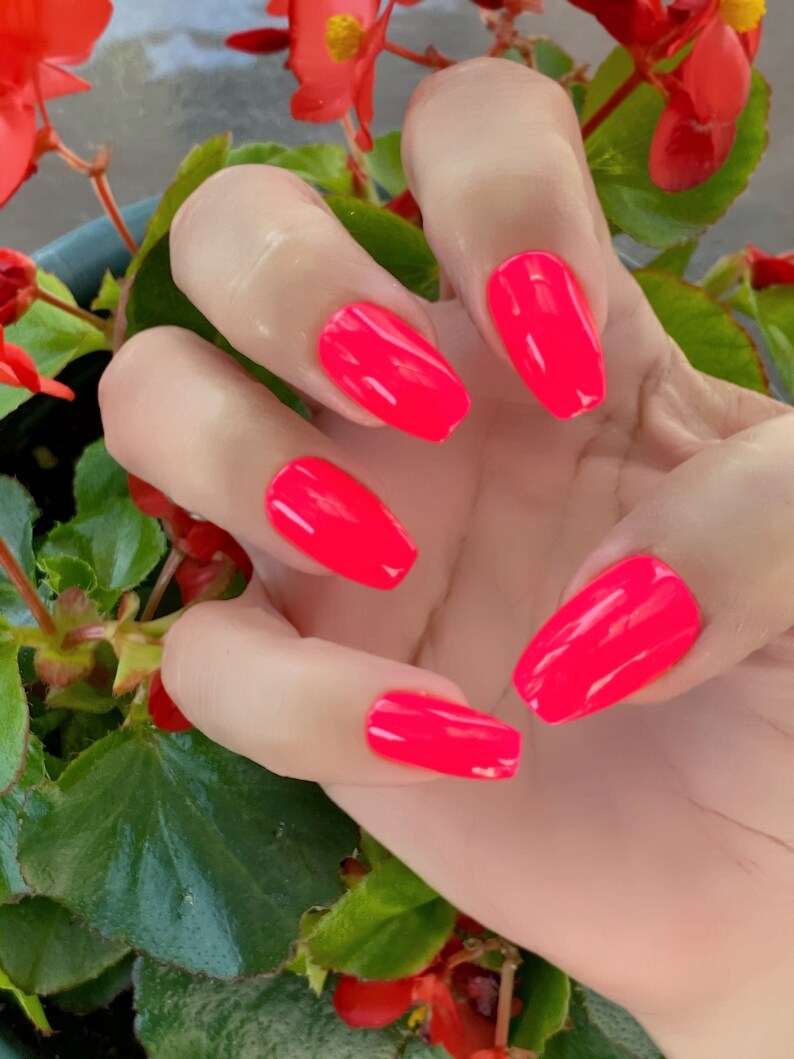 Neon Pink Nail Polish Bright Pink Polish : Wild Watermelon | Etsy