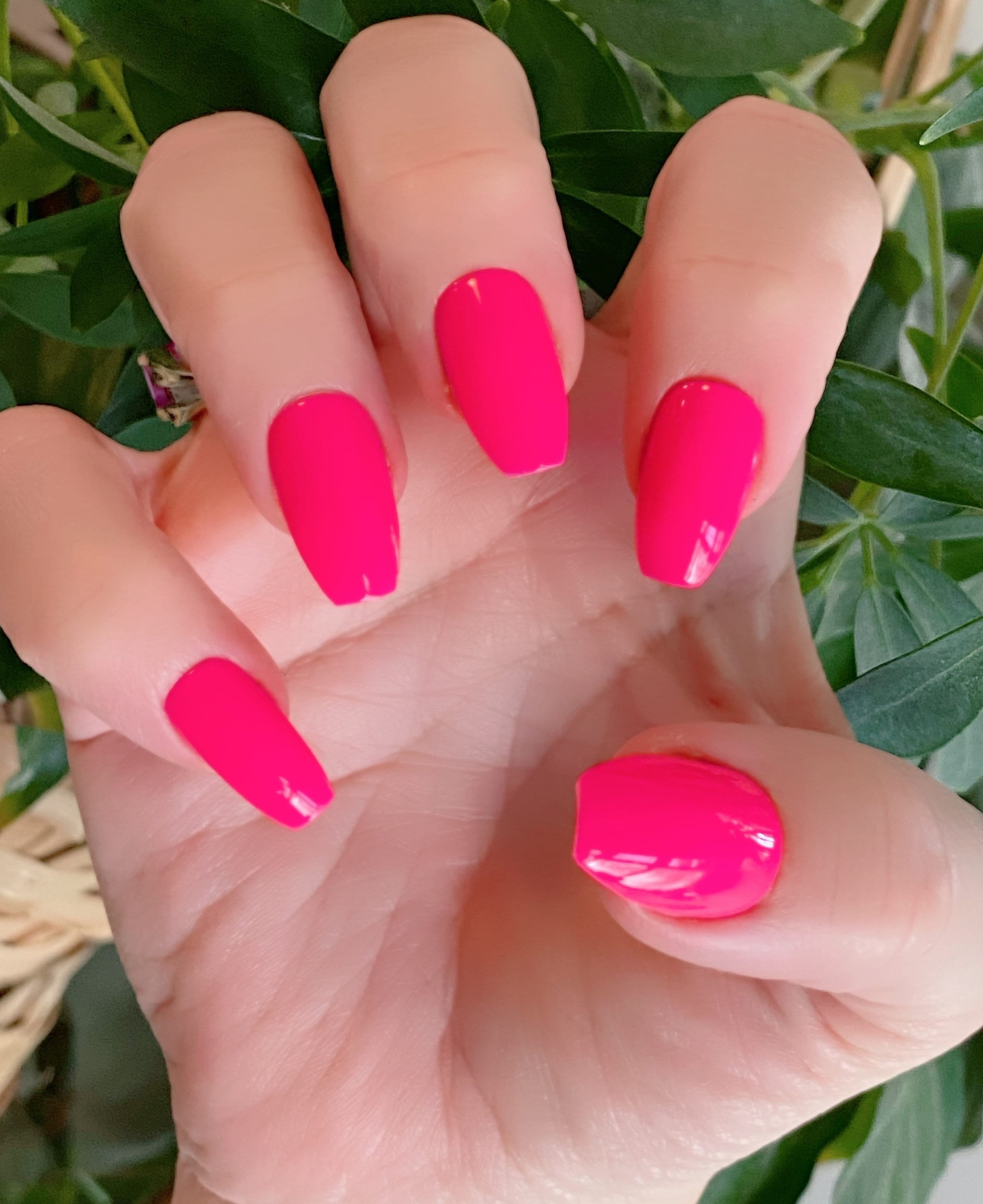 bright pink nails