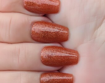 open lace back dress The Stakes Are Deadly - Burnt Orange Reflective Glitter Nail Polish