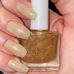 Gold Dust - Glitter Gold Nail Polish, Gold Glitter Nail Lacquer, Jelly Nails