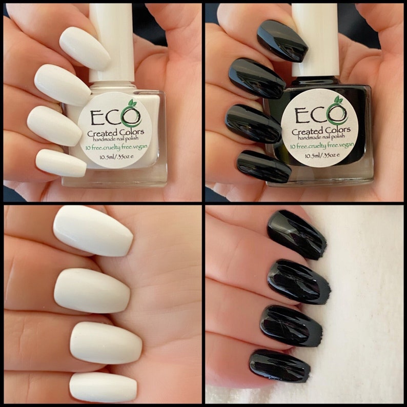 Black Nail Polish White Nail Polish Total Eclipse and White Etsy