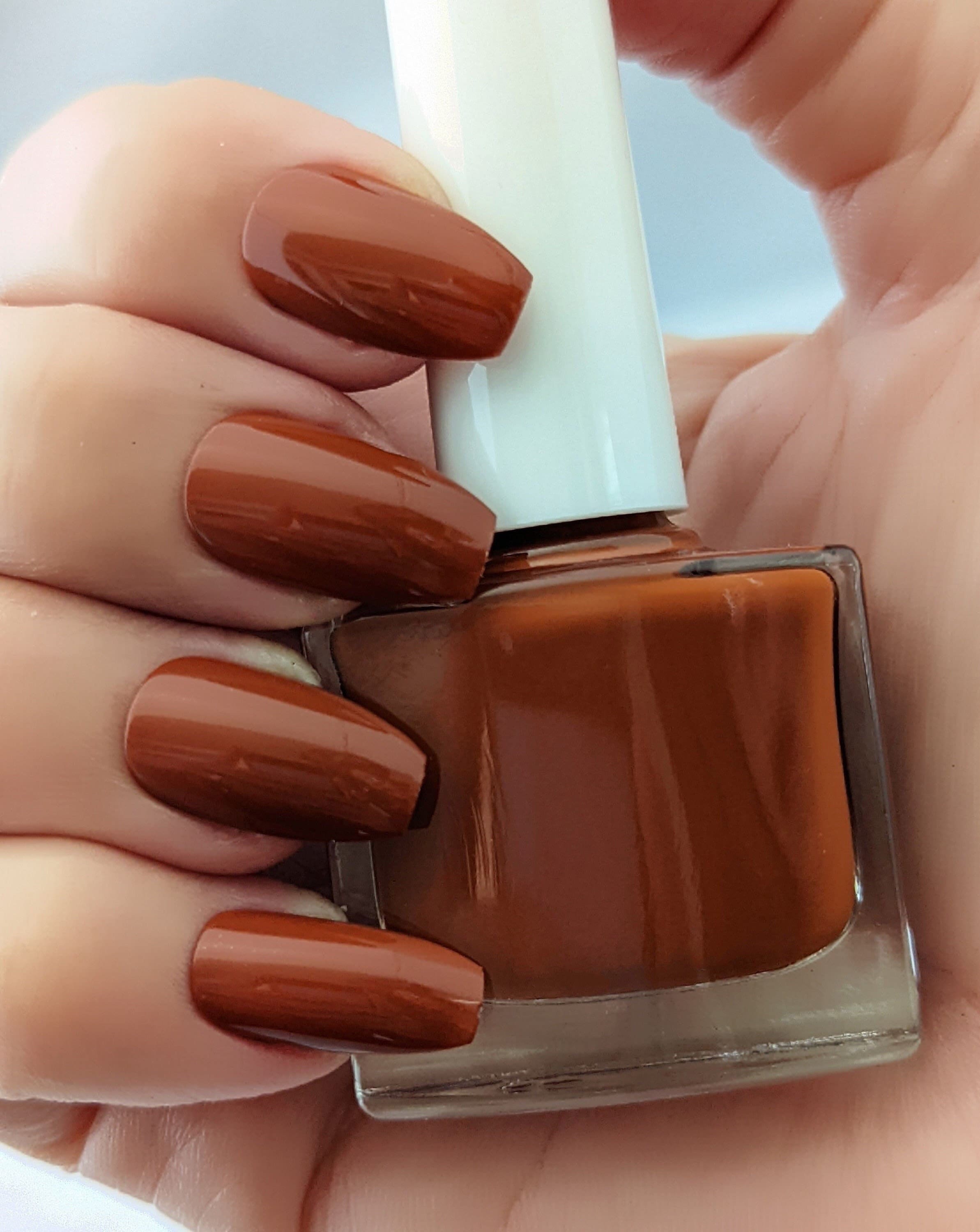 Classic Caramel Brown Nails That Shine