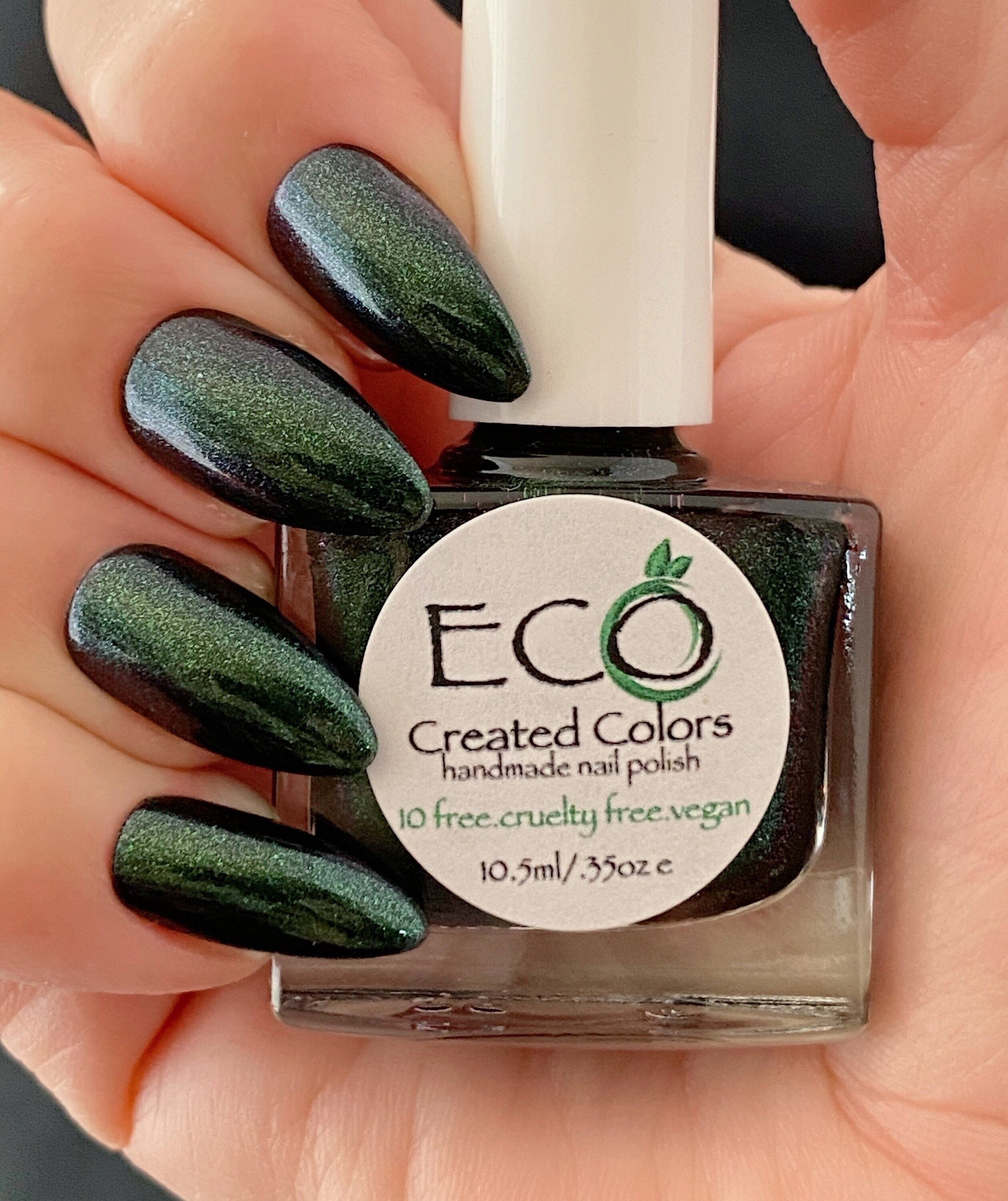 Green Shimmering Nail Polish Holiday Nails 10 Free Polish: - Etsy Israel